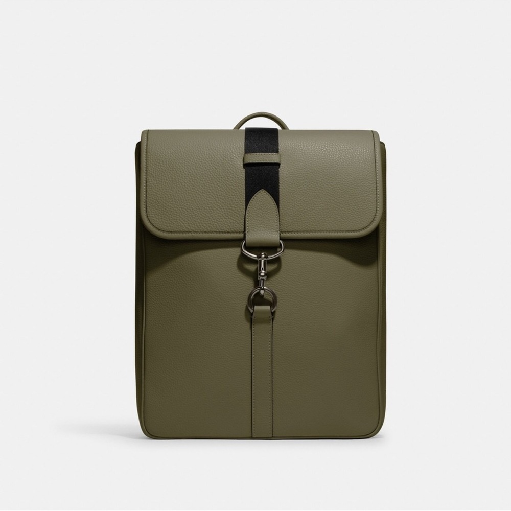 COACH Blaine Olive Green Leather Men's Backpack